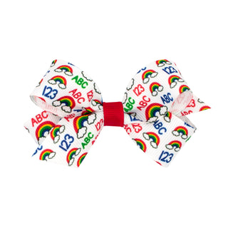 Back To School Rainbow Printed Grosgrain Hair Bow on Clippie, Wee Ones, Alligator Clip, Alligator Clip Hair Bow, Back To School, cf-size-king, cf-type-hair-bow, cf-vendor-wee-ones, Clippie, C