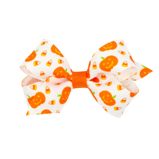 Mini Halloween Print Hair Bow on Clippie, Wee Ones, Alligator Clip, Alligator Clip Hair Bow, cf-type-hair-bow, cf-vendor-wee-ones, Clippie, Clippie Hair Bow, CM22, Hair Bow, Hair Bow on Clipp