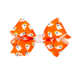 Mini Halloween Print Hair Bow on Clippie, Wee Ones, Alligator Clip, Alligator Clip Hair Bow, cf-type-hair-bow, cf-vendor-wee-ones, Clippie, Clippie Hair Bow, CM22, Hair Bow, Hair Bow on Clipp