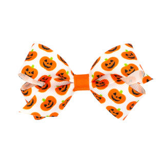 Mini Halloween Print Hair Bow on Clippie, Wee Ones, Alligator Clip, Alligator Clip Hair Bow, cf-type-hair-bow, cf-vendor-wee-ones, Clippie, Clippie Hair Bow, CM22, Hair Bow, Hair Bow on Clipp