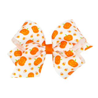 Medium Halloween Print Hair Bow on Clippie, Wee Ones, Alligator Clip, Alligator Clip Hair Bow, cf-type-hair-bow, cf-vendor-wee-ones, Clippie, Clippie Hair Bow, CM22, Hair Bow, Hair Bow on Cli