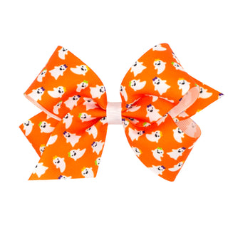 Medium Halloween Print Hair Bow on Clippie, Wee Ones, Alligator Clip, Alligator Clip Hair Bow, cf-type-hair-bow, cf-vendor-wee-ones, Clippie, Clippie Hair Bow, CM22, Hair Bow, Hair Bow on Cli