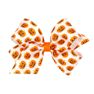 Medium Halloween Print Hair Bow on Clippie, Wee Ones, Alligator Clip, Alligator Clip Hair Bow, cf-type-hair-bow, cf-vendor-wee-ones, Clippie, Clippie Hair Bow, CM22, Hair Bow, Hair Bow on Cli