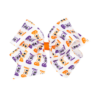 King Halloween Print Hair Bow on Clippie, Wee Ones, Alligator Clip, Alligator Clip Hair Bow, cf-type-hair-bow, cf-vendor-wee-ones, Clippie, Clippie Hair Bow, CM22, Hair Bow, Hair Bow on Clipp