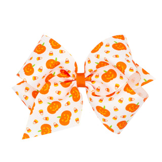 King Halloween Print Hair Bow on Clippie, Wee Ones, Alligator Clip, Alligator Clip Hair Bow, cf-type-hair-bow, cf-vendor-wee-ones, Clippie, Clippie Hair Bow, CM22, Hair Bow, Hair Bow on Clipp