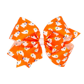 King Halloween Print Hair Bow on Clippie, Wee Ones, Alligator Clip, Alligator Clip Hair Bow, cf-type-hair-bow, cf-vendor-wee-ones, Clippie, Clippie Hair Bow, CM22, Hair Bow, Hair Bow on Clipp