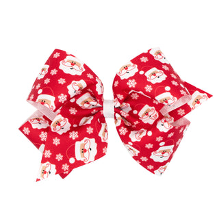 King Holiday Grosgrain Printed Hair Bow on Clippie, Wee Ones, All Things Holiday, cf-type-hair-bow, cf-vendor-wee-ones, Christmas Bow, Hair Bow, Holiday Hair Bow, Wee Ones, Wee Ones Hair Bow,