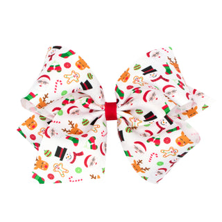 King Holiday Grosgrain Printed Hair Bow on Clippie, Wee Ones, All Things Holiday, cf-type-hair-bow, cf-vendor-wee-ones, Christmas Bow, Hair Bow, Holiday Hair Bow, Wee Ones, Wee Ones Hair Bow,