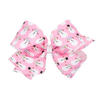 King Pink Theme Christmas Grosgrain Printed Hair Bow on Clippie, Wee Ones, All Things Holiday, cf-type-hair-bow, cf-vendor-wee-ones, Christmas Bow, Hair Bow, Holiday Hair Bow, MEdium Hair Bow