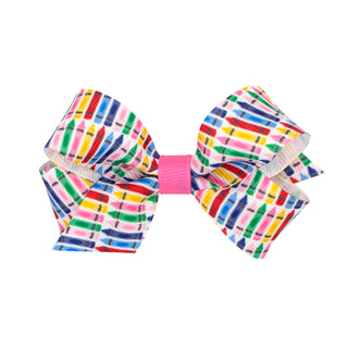 Crayon Printed Grosgrain Hair Bow on Clippie, Wee Ones, Alligator Clip, Alligator Clip Hair Bow, Back To School, Clippie, Clippie Hair Bow, Crayon Printed Grosgrain Hair Bow on Clippie, Hair 