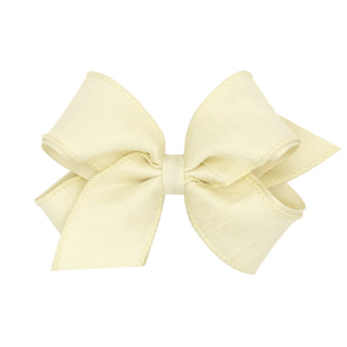 Medium Dupioni Silk Overlay Grosgrain Bow on Clippie, Wee Ones, cf-type-hair-bow, cf-vendor-wee-ones, Dupioni Silk Overlay Grosgrain Bow on Clippie, Medium Dupioni Silk Overlay Grosgrain Bow 