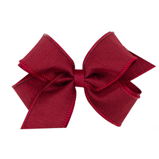 Medium Dupioni Silk Overlay Grosgrain Bow on Clippie, Wee Ones, cf-type-hair-bow, cf-vendor-wee-ones, Dupioni Silk Overlay Grosgrain Bow on Clippie, Medium Dupioni Silk Overlay Grosgrain Bow 