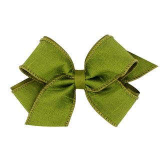 Medium Dupioni Silk Overlay Grosgrain Bow on Clippie, Wee Ones, cf-type-hair-bow, cf-vendor-wee-ones, Dupioni Silk Overlay Grosgrain Bow on Clippie, Medium Dupioni Silk Overlay Grosgrain Bow 