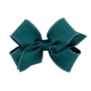 Medium Dupioni Silk Overlay Grosgrain Bow on Clippie, Wee Ones, cf-type-hair-bow, cf-vendor-wee-ones, Dupioni Silk Overlay Grosgrain Bow on Clippie, Medium Dupioni Silk Overlay Grosgrain Bow 