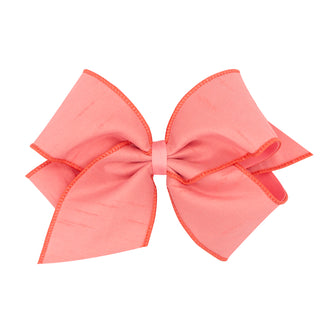 King Dupioni Silk Overlay Grosgrain Bow on Clippie, Wee Ones, cf-type-hair-bow, cf-vendor-wee-ones, Dupioni Silk Overlay Grosgrain Bow on Clippie, King Dupioni Silk Overlay Grosgrain Bow on C