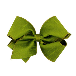 King Dupioni Silk Overlay Grosgrain Bow on Clippie, Wee Ones, cf-type-hair-bow, cf-vendor-wee-ones, Dupioni Silk Overlay Grosgrain Bow on Clippie, King Dupioni Silk Overlay Grosgrain Bow on C