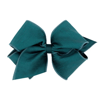 King Dupioni Silk Overlay Grosgrain Bow on Clippie, Wee Ones, cf-type-hair-bow, cf-vendor-wee-ones, Dupioni Silk Overlay Grosgrain Bow on Clippie, King Dupioni Silk Overlay Grosgrain Bow on C