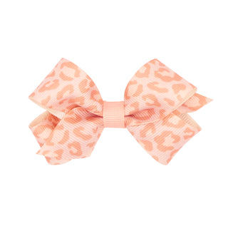 Mini Leopard Print Grosgrain Hair Bow on Clippie, Wee Ones, Alligator Clip, Alligator Clip Hair Bow, cf-type-hair-bow, cf-vendor-wee-ones, Clippie, Clippie Hair Bow, Hair Bow, Hair Bow on Cli