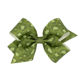 Medium Leopard Print Grosgrain Hair Bow on Clippie, Wee Ones, Alligator Clip, Alligator Clip Hair Bow, cf-type-hair-bow, cf-vendor-wee-ones, Clippie, Clippie Hair Bow, Hair Bow, Hair Bow on C