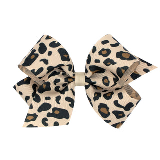 Mini Leopard Print Grosgrain Hair Bow on Clippie, Wee Ones, Alligator Clip, Alligator Clip Hair Bow, cf-type-hair-bow, cf-vendor-wee-ones, Clippie, Clippie Hair Bow, Hair Bow, Hair Bow on Cli