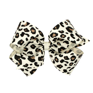 King Leopard Print Grosgrain Hair Bow on Clippie, Wee Ones, Alligator Clip, Alligator Clip Hair Bow, cf-type-hair-bow, cf-vendor-wee-ones, Clippie, Clippie Hair Bow, Hair Bow, Hair Bow on Cli