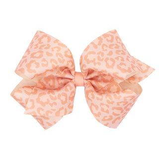 King Leopard Print Grosgrain Hair Bow on Clippie, Wee Ones, Alligator Clip, Alligator Clip Hair Bow, cf-type-hair-bow, cf-vendor-wee-ones, Clippie, Clippie Hair Bow, Hair Bow, Hair Bow on Cli