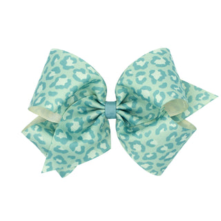 King Leopard Print Grosgrain Hair Bow on Clippie, Wee Ones, Alligator Clip, Alligator Clip Hair Bow, cf-type-hair-bow, cf-vendor-wee-ones, Clippie, Clippie Hair Bow, Hair Bow, Hair Bow on Cli