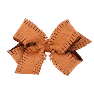 Medium Faux Suede Overlay Grosgrain Bow on Clippie, Wee Ones, cf-type-hair-bow, cf-vendor-wee-ones, CM22, Medium Faux Suede Overlay Grosgrain Bow on Clippie, Medium Overlay Grosgrain Bow on C