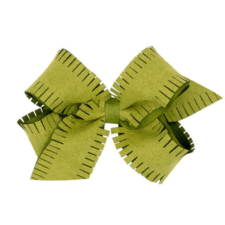 Medium Faux Suede Overlay Grosgrain Bow on Clippie, Wee Ones, cf-type-hair-bow, cf-vendor-wee-ones, CM22, Medium Faux Suede Overlay Grosgrain Bow on Clippie, Medium Overlay Grosgrain Bow on C