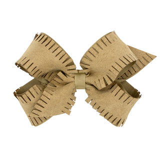 Medium Faux Suede Overlay Grosgrain Bow on Clippie, Wee Ones, cf-type-hair-bow, cf-vendor-wee-ones, CM22, Medium Faux Suede Overlay Grosgrain Bow on Clippie, Medium Overlay Grosgrain Bow on C