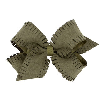 Medium Faux Suede Overlay Grosgrain Bow on Clippie, Wee Ones, cf-type-hair-bow, cf-vendor-wee-ones, CM22, Medium Faux Suede Overlay Grosgrain Bow on Clippie, Medium Overlay Grosgrain Bow on C