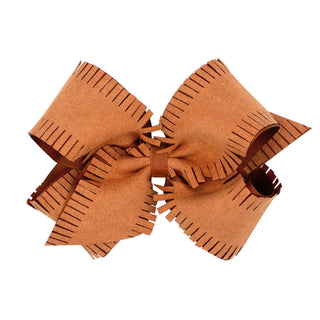 King Faux Suede Overlay Grosgrain Bow on Clippie, Wee Ones, cf-type-hair-bow, cf-vendor-wee-ones, Medium Faux Suede Overlay Grosgrain Bow on Clippie, Medium Overlay Grosgrain Bow on Clippie (