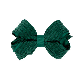 Mini Corduroy Overlay Grosgrain Bow on Clippie, Wee Ones, Alligator Clip, Alligator Clip Hair Bow, cf-type-hair-bow, cf-vendor-wee-ones, Clippie, Clippie Hair Bow, Hair Bow, Hair Bow on Clipp