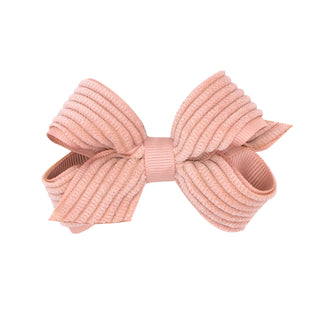 Mini Corduroy Overlay Grosgrain Bow on Clippie, Wee Ones, Alligator Clip, Alligator Clip Hair Bow, cf-type-hair-bow, cf-vendor-wee-ones, Clippie, Clippie Hair Bow, Hair Bow, Hair Bow on Clipp