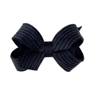 Mini Corduroy Overlay Grosgrain Bow on Clippie, Wee Ones, Alligator Clip, Alligator Clip Hair Bow, cf-type-hair-bow, cf-vendor-wee-ones, Clippie, Clippie Hair Bow, Hair Bow, Hair Bow on Clipp