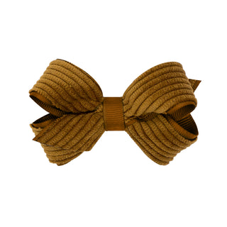 Mini Corduroy Overlay Grosgrain Bow on Clippie, Wee Ones, Alligator Clip, Alligator Clip Hair Bow, cf-type-hair-bow, cf-vendor-wee-ones, Clippie, Clippie Hair Bow, Hair Bow, Hair Bow on Clipp