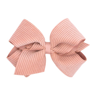 King Corduroy Overlay Grosgrain Bow on Clippie, Wee Ones, Alligator Clip, Alligator Clip Hair Bow, cf-type-hair-bow, cf-vendor-wee-ones, Clippie, Clippie Hair Bow, Hair Bow, Hair Bow on Clipp