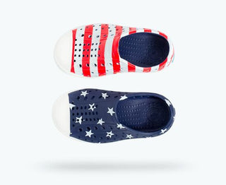 Native Jefferson Print Shoes - Americana: Regatta Blue / Stars & Stripes, Native, 4th of July, 4th of july natives, Boys Shoes, Jefferson, Kids Shoes, Native 4th of July, Native 4th of July S