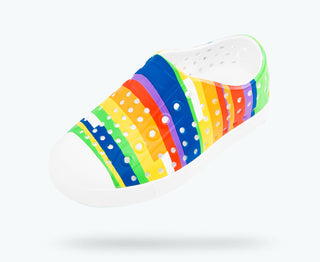 Native Jefferson Stripes Print - Shell White / Shell White / Rainbow Multi Stripes, Native, Boys Shoes, cf-size-c12, cf-size-c13, cf-size-c4, cf-size-c5, cf-size-c6, cf-size-c7, cf-size-c8, c