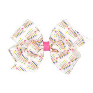 Birthday Candles Print Grosgrain Hair Bow on Clippie, Wee Ones, Birthday, Birthday Bow, Birthday Candles, Birthday Girl, cf-size-king, cf-size-medium, cf-type-hair-bow, cf-vendor-wee-ones, Ha