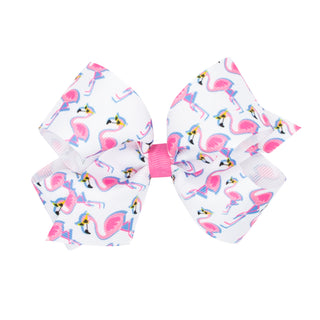 Flamingo California Dreamin' Print Hair Bow on Clippie, Wee Ones, Alligator Clip, Alligator Clip Hair Bow, Butterfly, California Dreamin' Print Hair Bow on Clippie, cf-size-king, cf-type-hair