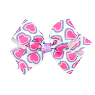 Heart California Dreamin' Print Hair Bow on Clippie, Wee Ones, Alligator Clip, Alligator Clip Hair Bow, California Dreamin' Print Hair Bow on Clippie, cf-size-king, cf-type-hair-bow, cf-vendo