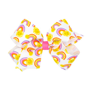 Rainbow California Dreamin' Print Hair Bow on Clippie, Wee Ones, Alligator Clip, Alligator Clip Hair Bow, California Dreamin' Print Hair Bow on Clippie, cf-size-king, cf-type-hair-bow, cf-ven