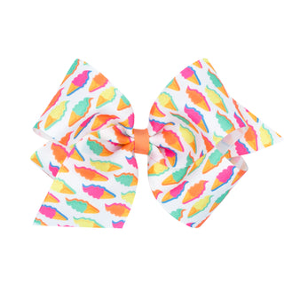 Ice Cream California Dreamin' Print Hair Bow on Clippie, Wee Ones, Alligator Clip, Alligator Clip Hair Bow, California Dreamin' Print Hair Bow on Clippie, cf-size-king, cf-type-hair-bow, cf-v