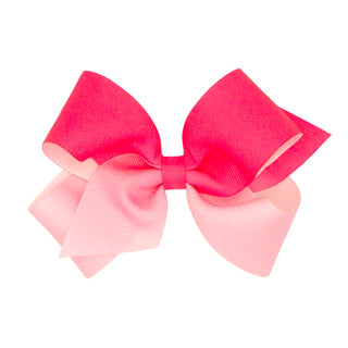 Bright Pink Ombre Color-Block Print Hair Bow on Clippie, Wee Ones, Alligator Clip, Alligator Clip Hair Bow, Bright Pink Ombre Color-Block Print Hair Bow on Clippie, cf-size-king, cf-type-hair