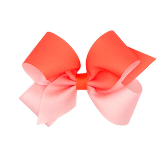 Living Coral Ombre Color-Block Print Hair Bow on Clippie, Wee Ones, Alligator Clip, Alligator Clip Hair Bow, cf-size-king, cf-size-medium, cf-size-mini, cf-type-hair-bow, cf-vendor-wee-ones, 