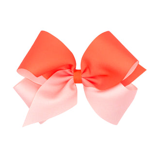 Living Coral Ombre Color-Block Print Hair Bow on Clippie, Wee Ones, Alligator Clip, Alligator Clip Hair Bow, cf-size-king, cf-size-medium, cf-size-mini, cf-type-hair-bow, cf-vendor-wee-ones, 