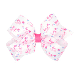 Big Sister Printed Grosgrain Hair Bow on Clippie, Wee Ones, Big Sister, Big Sister Printed Grosgrain Hair Bow on Clippie, cf-size-king, cf-size-medium, cf-type-hair-bow, cf-vendor-wee-ones, H