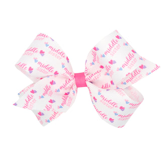 Middle Sister Printed Grosgrain Hair Bow on Clippie, Wee Ones, cf-size-king, cf-size-medium, cf-type-hair-bow, cf-vendor-wee-ones, Hair Bow on Clippie, Middle Sister, Middle Sister Printed Gr