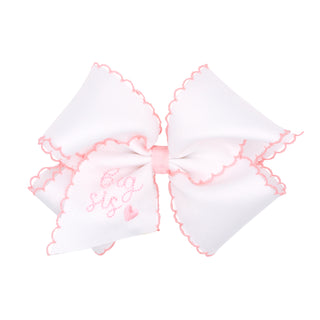 Small King Grosgrain Moonstitch Hair Bow with Embroidered Big Sis, Wee Ones, Big Sis, Big Sister, cf-size-lt-pink, cf-size-millennium-blue, cf-type-hair-bow, cf-vendor-wee-ones, Hair Bow on C